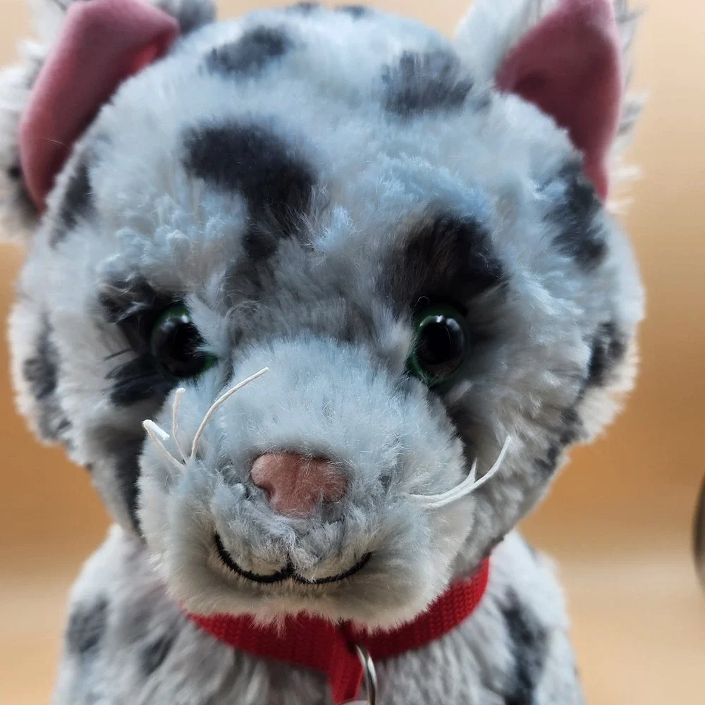 Build a Bear BAB Promise Pets Spotted Gray Cat Plush Stuffed Animal Green Eyes
